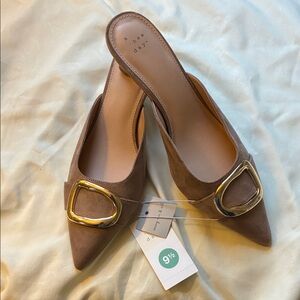 A New Day Women's Brown Mules with Gold Accent